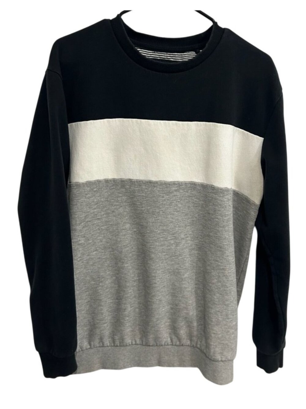 Denim & Flower Large Mens Colorblock Crewneck Sweatshirt 90s Minimalism Retro
